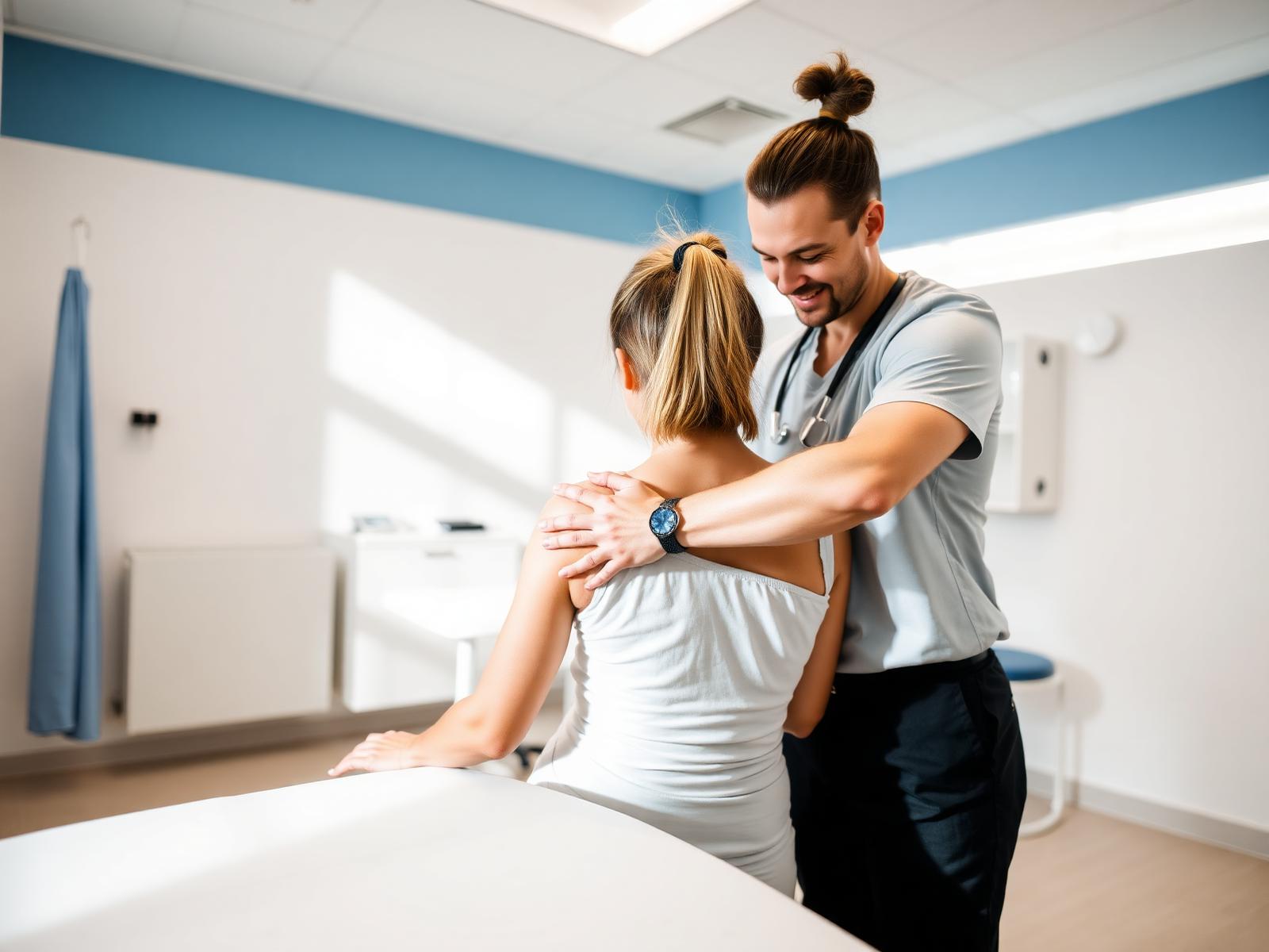 Physiotherapist treating patient